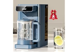 KOVIET CF02 10 Stage Reverse Osmosis Water Filter Countertop, 6-in-1 Hot Water RO Water Filtration System with Bottle, 3:1 Pure to Drain Ratio, Portable Water Filter, No Installation, Blue