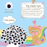 JANYUN 100Pcs Wiggle Eyes 20mm Large Self Adhesive Black White Googly Eyes view 2