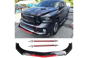 DREAMOTOR Universal Car 4 PCS Front Bumper Lip + 2PCS 8"-11" Adjustable Splitter Rods Chin Spoiler Splitter Body Kit Compatible with Honda Civic Accord Toyota Dodge Charger Nissan Chevrolet Cruze