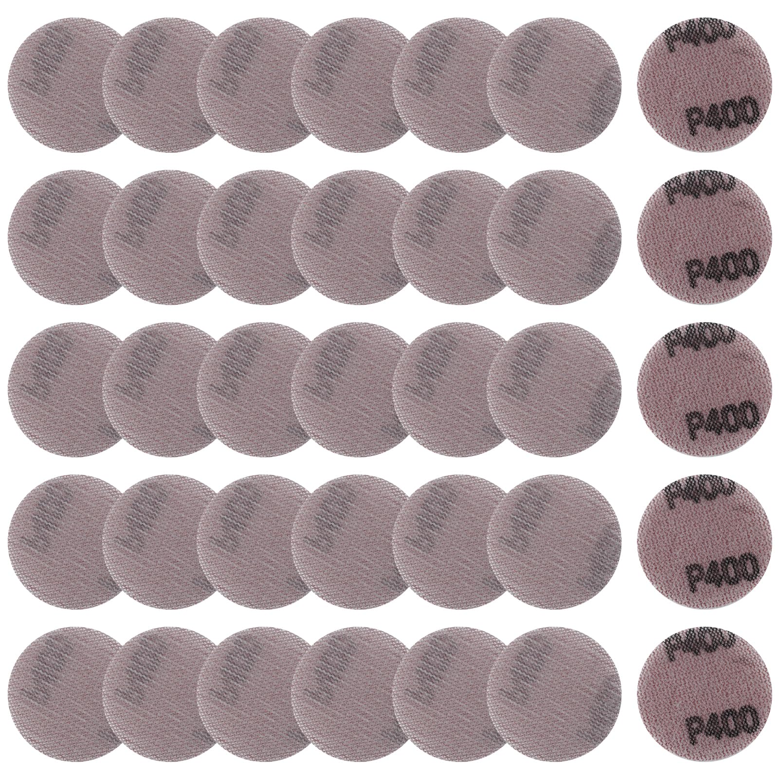 LEONTOOL 2 Inch Aluminium Oxide Mesh Abrasive Sandpaper Hook and Loop Sanding Discs 400 Grit, Pack of 35, Compatible with Power Sander, Random Orbital Sander