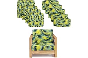 SUSIE'S GARDEN 9 Pcs Patio Cushion Covers 24.5" x 24.5"Outdoor Patio Cushions Covers Replacement Waterproof with Zipper for 5 Pcs Patio Furniture Set, Slipcovers for Outdoor Cushions Yellow Flower, Covers Only…