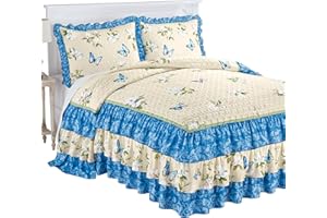 Collections Etc Butterfly Magnolia Triple Ruffle Bedspread