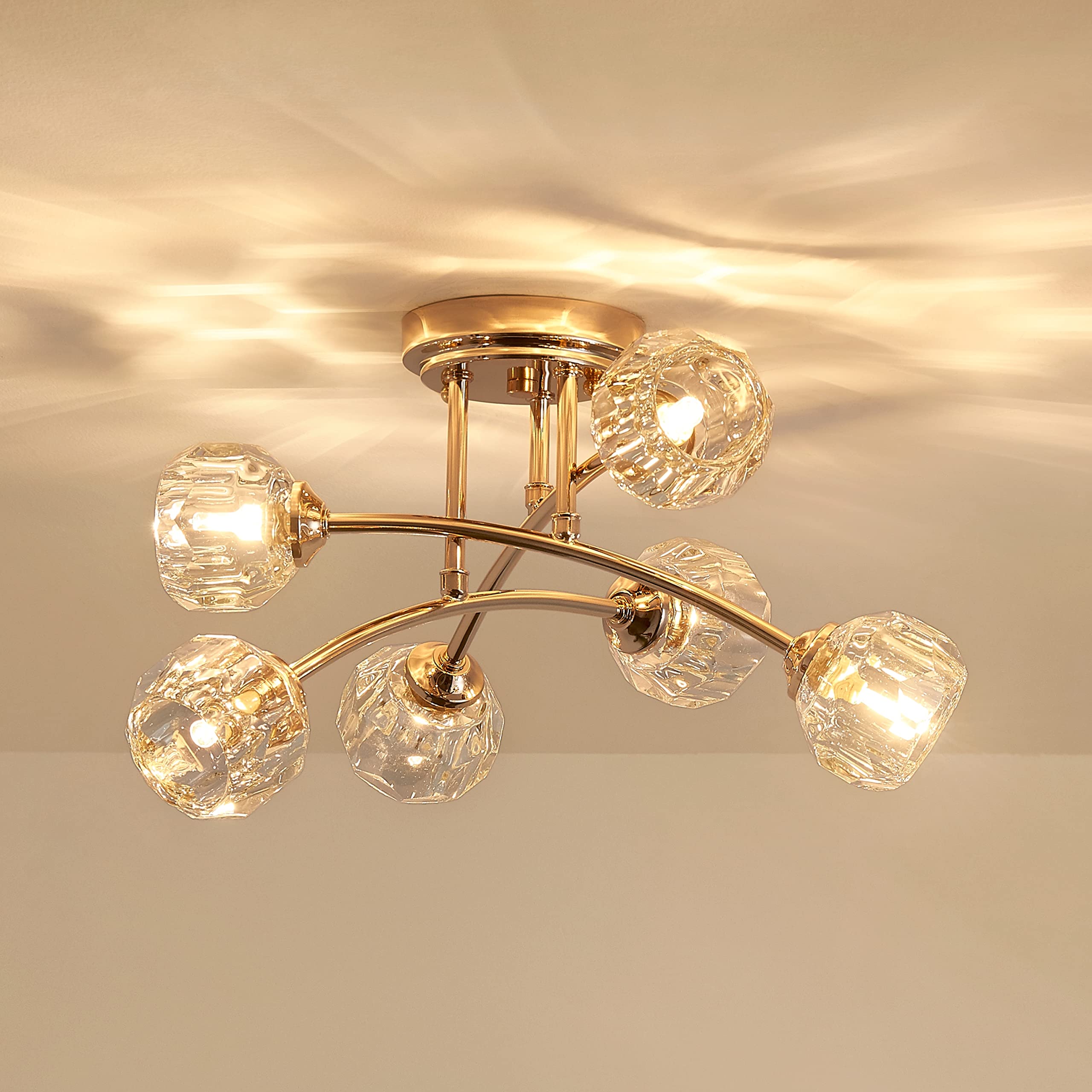 Photo 1 of *****ITEM SIMILAR ****
AGV LIGHTING Modern Spuntnik Crystal Ceiling Light Fixture, Semi Flush Mount Ceiling Light, G9 Base 6-Lights, D16 x H10, Clear Crystal & Shining Gold Finish Metal Frame