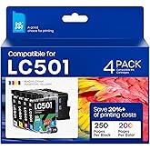 Compatible with LC501 Ink Cartridges Compatible for Brother LC 501 Work for Brother MFC-J1360DW, MFC-J1410DW, MFC-J1260DW Pri