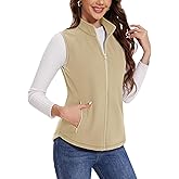 MAGCOMSEN Women's Fleece Vest with Zipper Pockets Zip Up Sleeveless Jackets Lightweight Soft Warm Polar Vest Outerwear