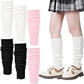 Eurzom 3 Pairs Kawaii Winter Knitted Japanese Style Leg Warmers Knee High Loose Socks Y2k Harajuku Leg Warmers for Girls