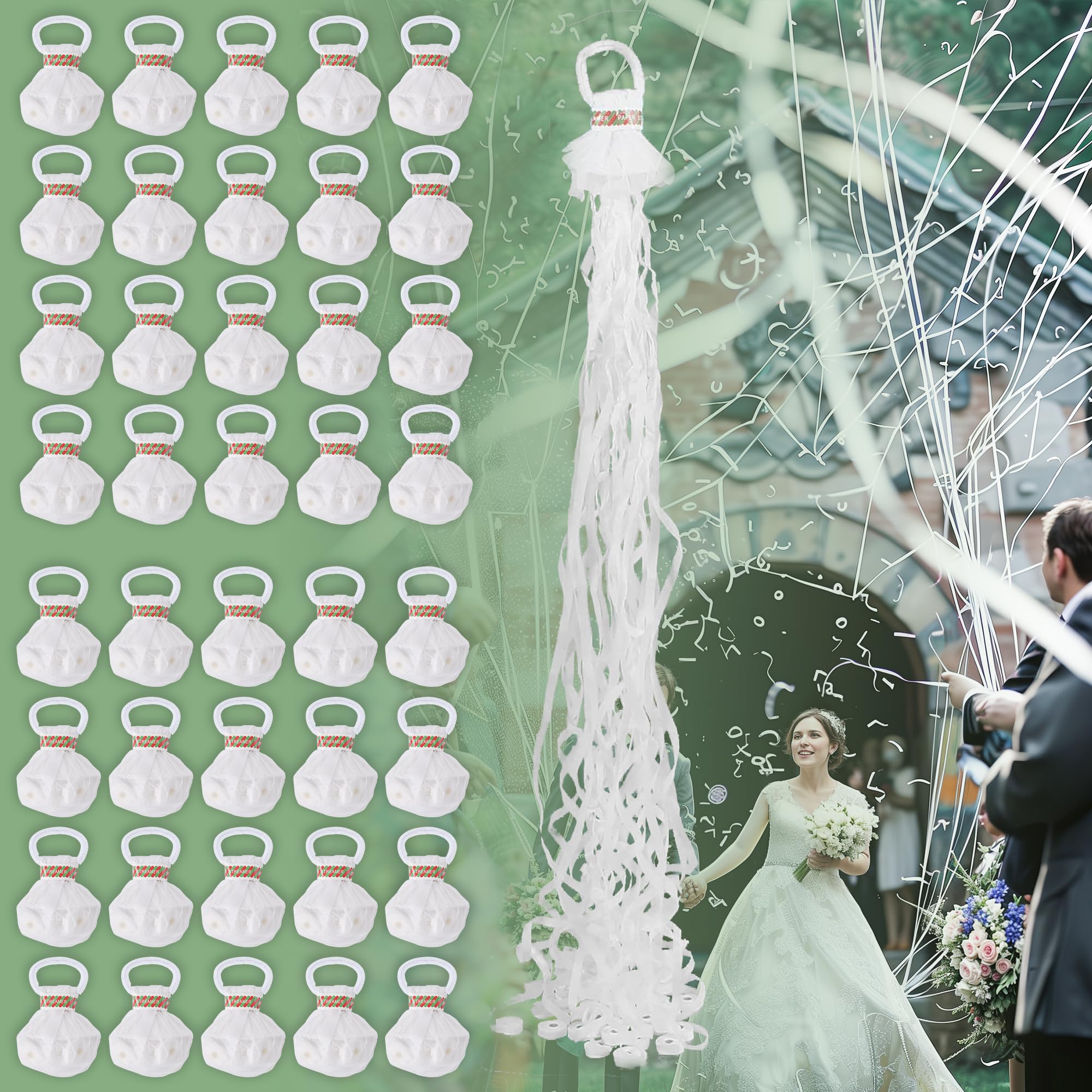 Photo 1 of HAPYFMSHI 40 Pack Hand Throw Streamers, with White Ribbon, No Mess Confetti Crackers, for Wedding, Party, Birthday, Graduation, Celebration