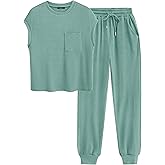 BTFBM Women's Two Piece Tracksuit Outfits Summer Short Sleeve Tops Long Pants Jogger Lounge Matching Sets Sweatsuit