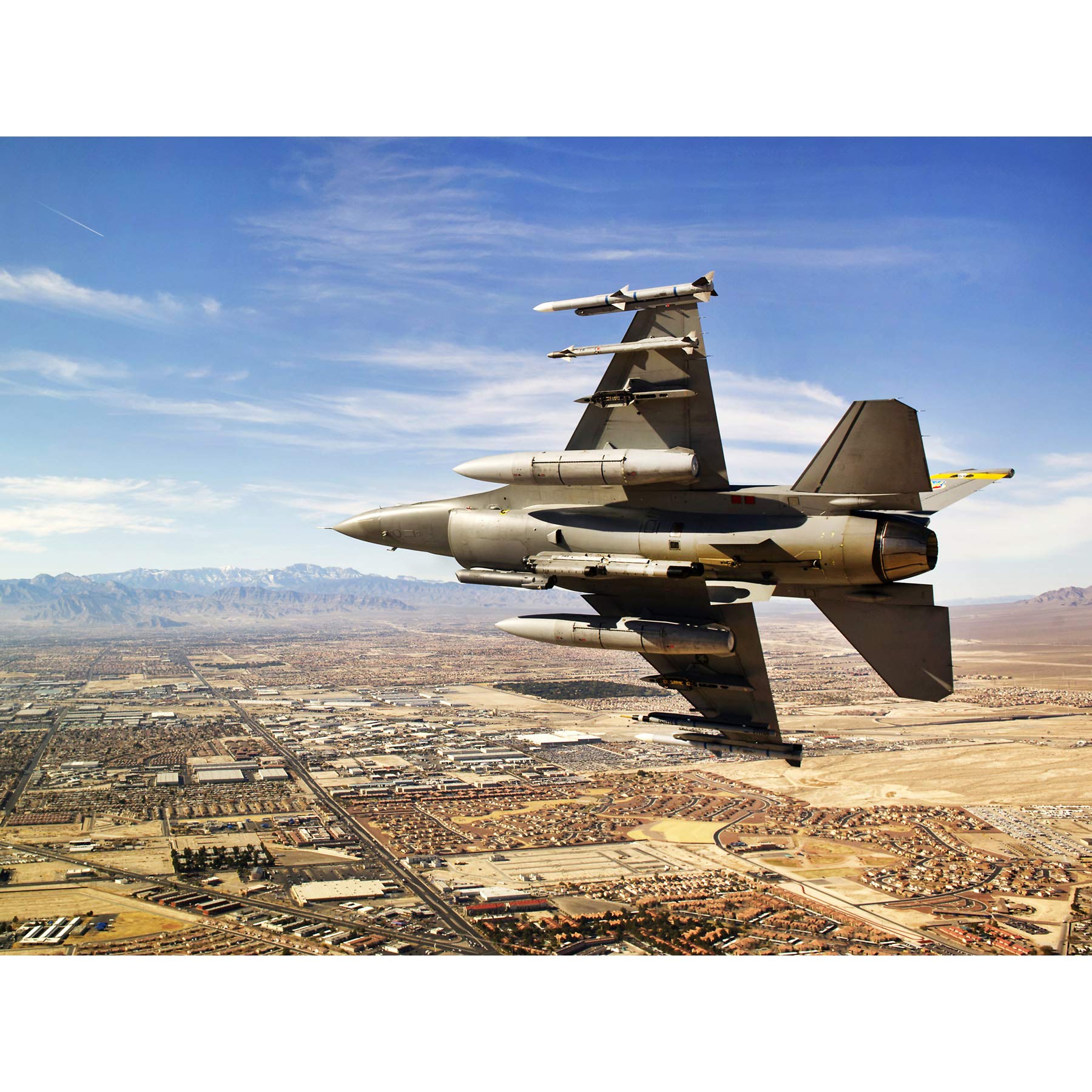 Artery8 Bloker Military USA F-16 Fighter Jet Over Las Vegas Large Wall Art Poster Print Thick Paper 18X24 Inch