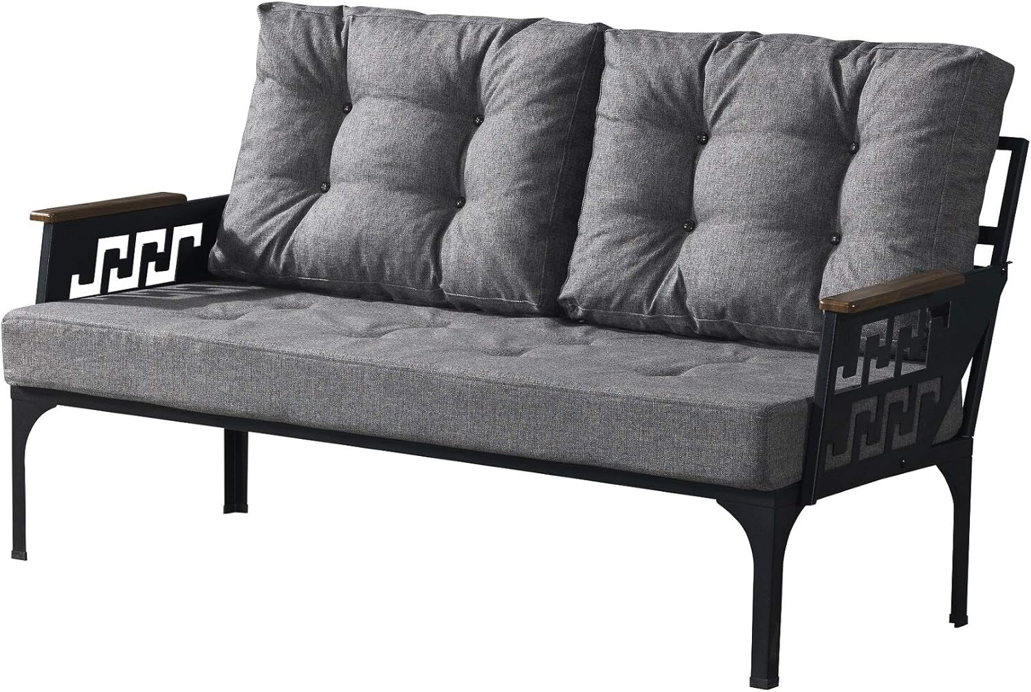 Line Patio Love Seat Outdoor Indoor Use Garden Balcony Poolside Lawn Backyard Metal Furniture Sectional Corner Sofa Modern Bistro Bench Seat (Anthracite) : Garden & Outdoor