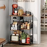 X-cosrack Farmhouse Small Coffee Bar with Drawer, 5-Layer Staggered Coffee Stand Station for Small Space, Rustic Bar Cabinet for Kitchen, Buffet Sideboard Cabinet for Living Room, Room Cafe