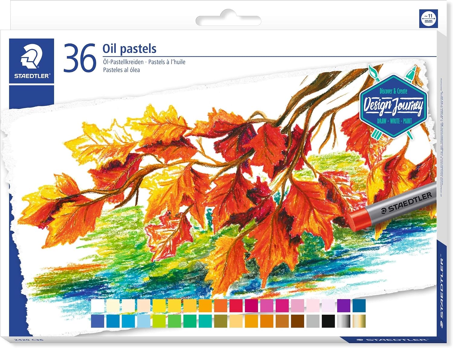 STAEDTLER 2420 C36 Design Journey Oil Pastels - Assorted Colours (Pack of 36), multicolor, 36 count (Pack of 1)