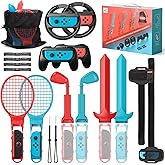 20 in 1 Switch Sports Accessories Bundle & Steering Wheels/ Joy-Con Grips Compatible with Nintendo Switch 2/ Switch/ OLED Con