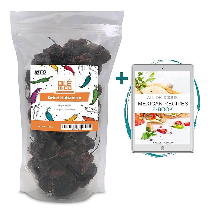 Image 1 - Habanero Dried Chile Pepper 4 oz Bag - Premium Habanero Chili Peppers From Mexico Great For Mexican Recipes, Salsa, Powder, Bbq, Beef And Hot Sauce, By Ole Rico