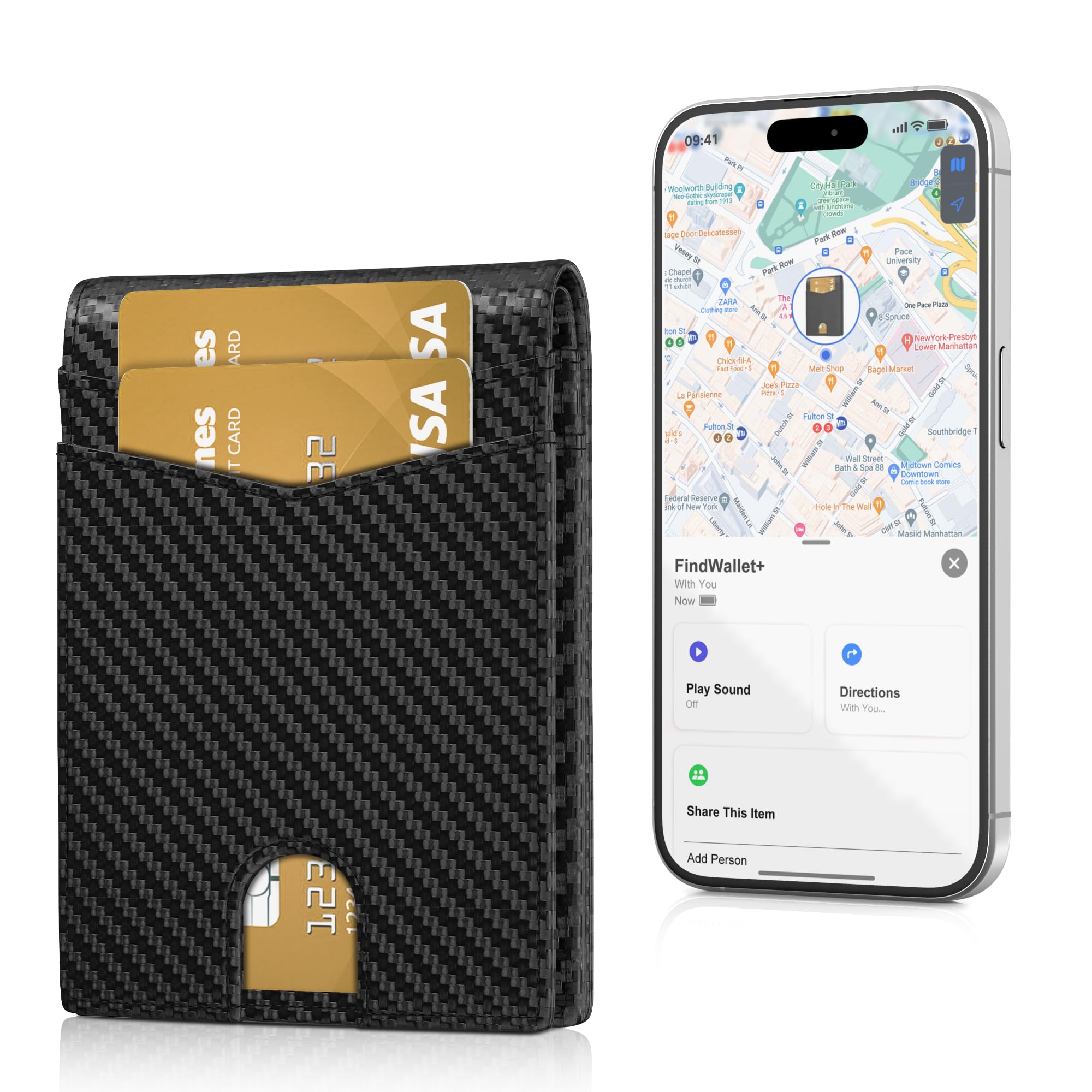 Auskang Smart Wallet for Men, Gift for Men, Works with Apple Find My, Minimalist Leather Wallet for Men, RFID Blocking, Credit Card Holder, Wallet with Smart Tracker, Wireless Charging (Grid Pattern)
