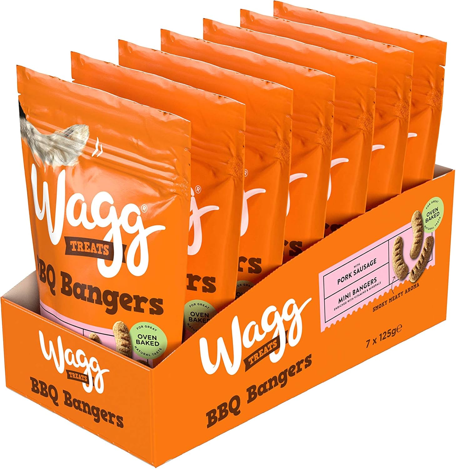 Wagg BBQ Bangers Pork Sausages Dog Treats 125g (Pack of 7) - Oven Baked, Brown, 875 g (Pack of 1) - Image 4