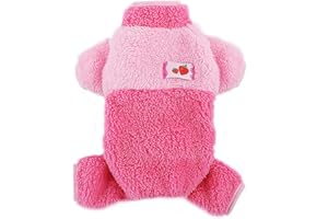 DAFUEN Dog Sweaters Pajamas Puppy Sweaters for Small Dogs Girl Boy Winter Pet Clothes Outfit for Chihuahua Yorkie Cold Weather Dog Coat Fleece Warm Cat Onesie Jumpsuit Apparel (A-Pink, Small)