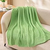 BEDELITE Green Throw Blanket Chunky Cable Knit Cozy Blanket for Couch,Super Soft Woven Blanket for Room Decor,50"x60"