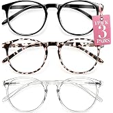IBOANN Blue Light Blocking Glasses for Women - 3 Pack | Blue Light &amp; UV Protection, Round Frames, Screen-Ready Style, Chic &amp; Comfy