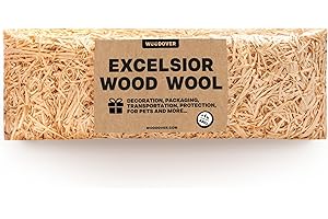 WOODOVER Excelsior Wood Wool, Aspen Wood Wool Excelsior Packing Material, Excelsior for Crafting, Aspen Wood Shavings, Aspen Shavings for Basket, Decoration for Craft Box, 1 lb
