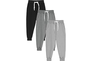 Resinta 3 Pack Toddler Boy Sweatpants Cotton Boys Athletic Joggers Pants Kids Sweats Pants with Pocket Workout Clothes