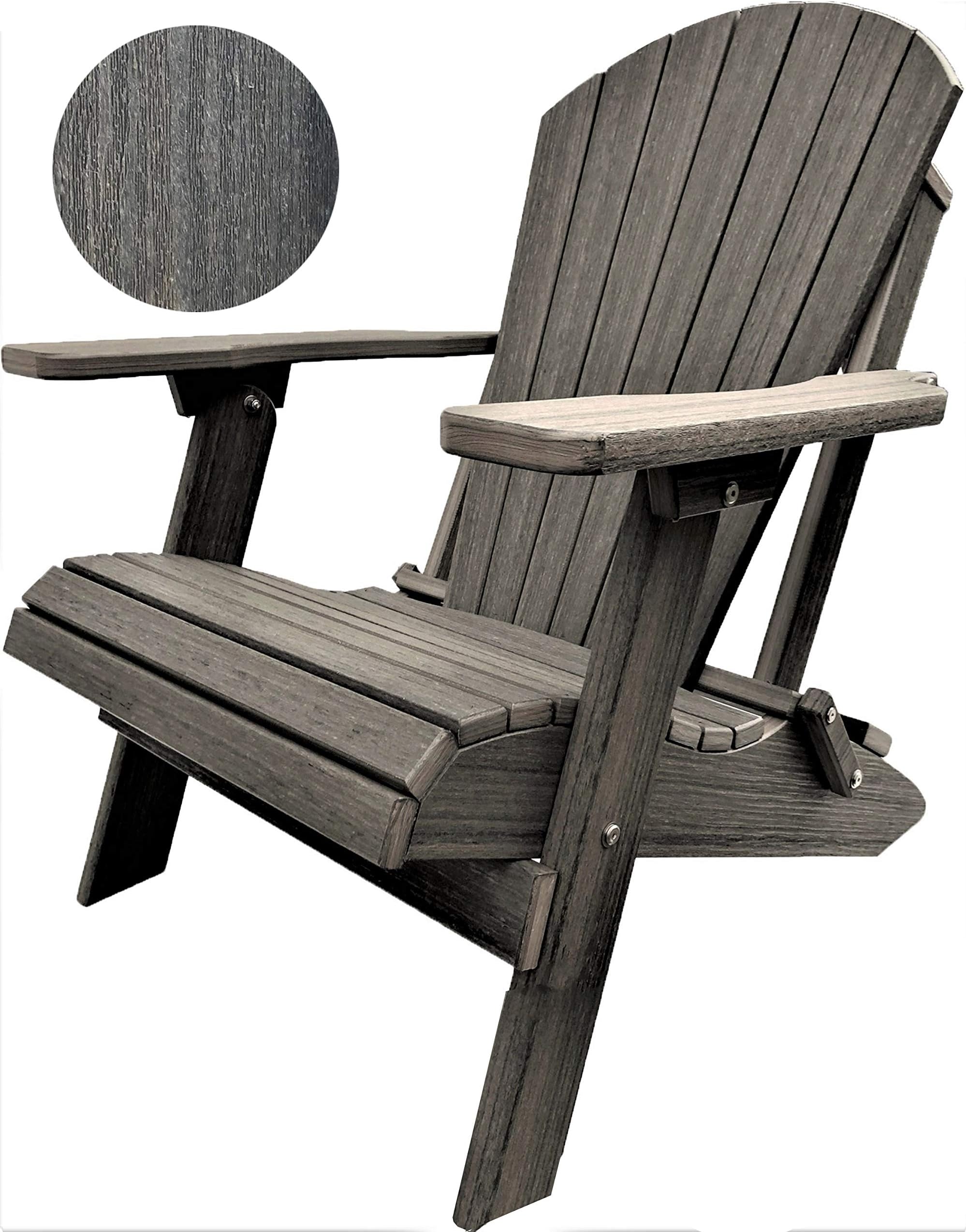 DuraWeather Poly® Classic King Size Folding Adirondack Chair (Coastal Grey)