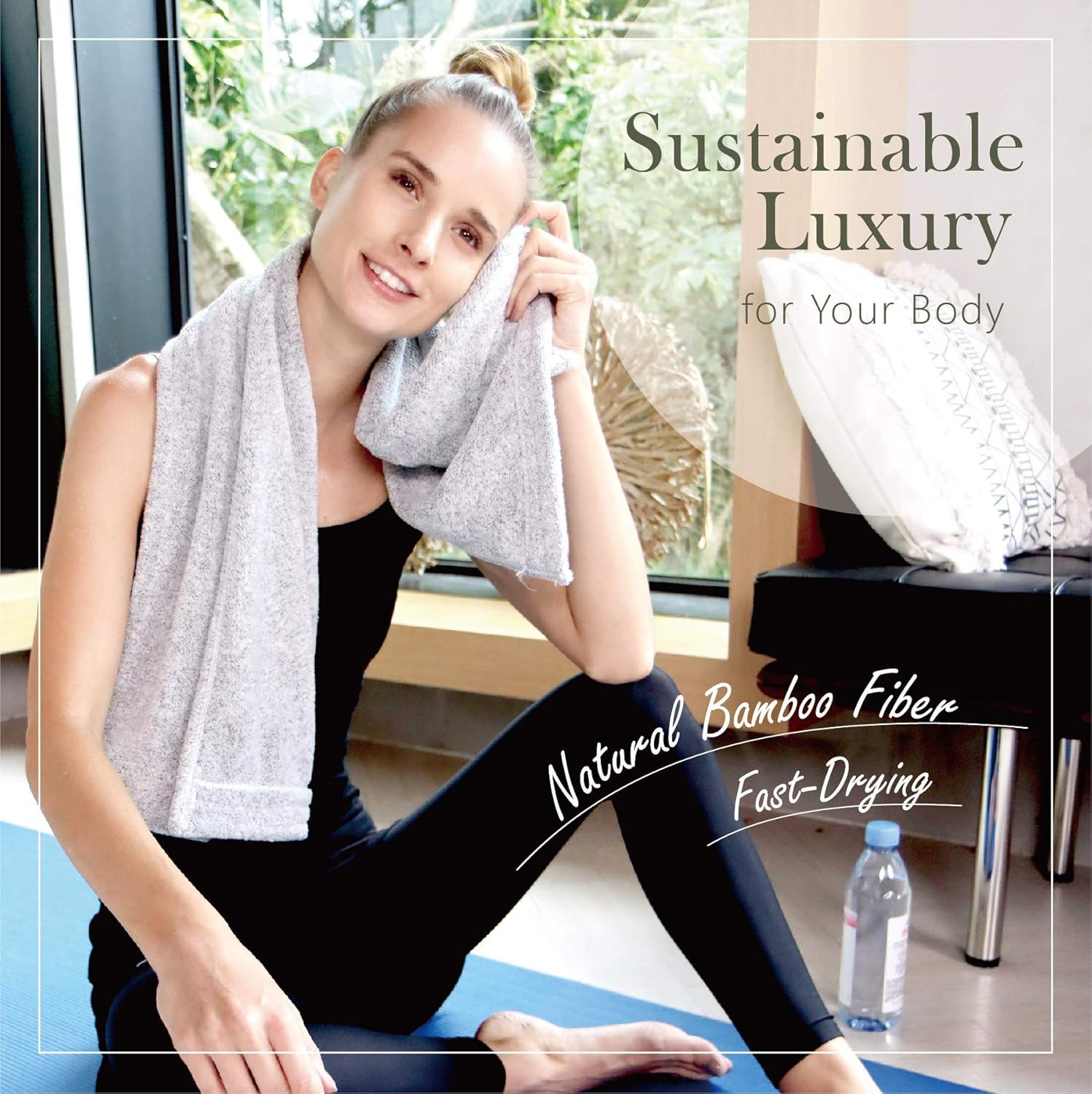 Premium Bamboo Towel | Multi-Use Gym Towel, Camping Towel, Hair Drying, Travel Towel, Yoga Hand Towel | Ultra-Soft, Lightweight, Odor-Eating Bamboo Charcoal, Sustainable Microfiber Towel Alternative : Beauty