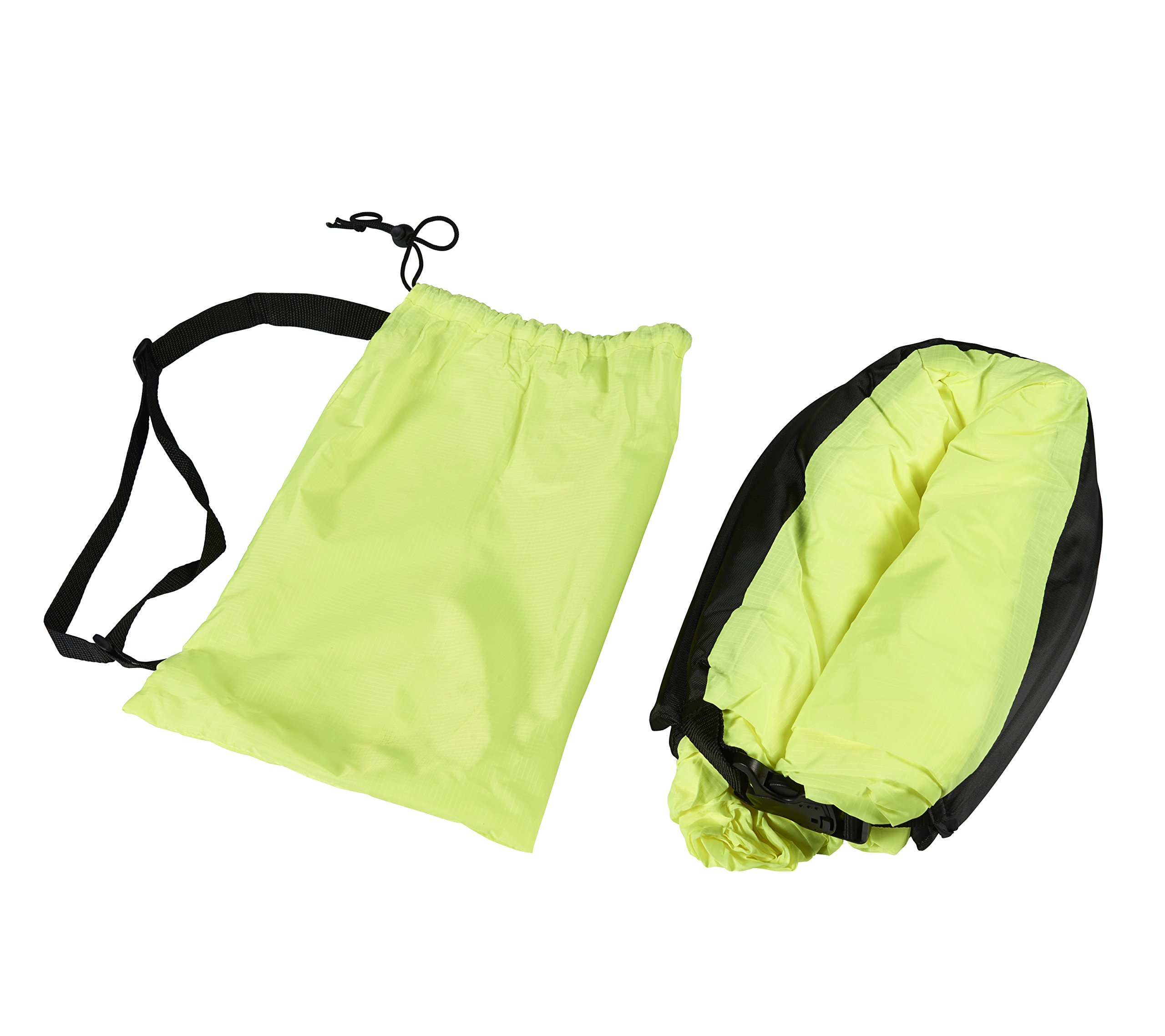 Armati Inflatable Lounger Patented Comfortable Headrest, Indoor or Outdoor Air Sofa, Camp Bedding, Hammock,Air Mattress with Carry Bag, Securing Stake and Bottle Opener (apple green)