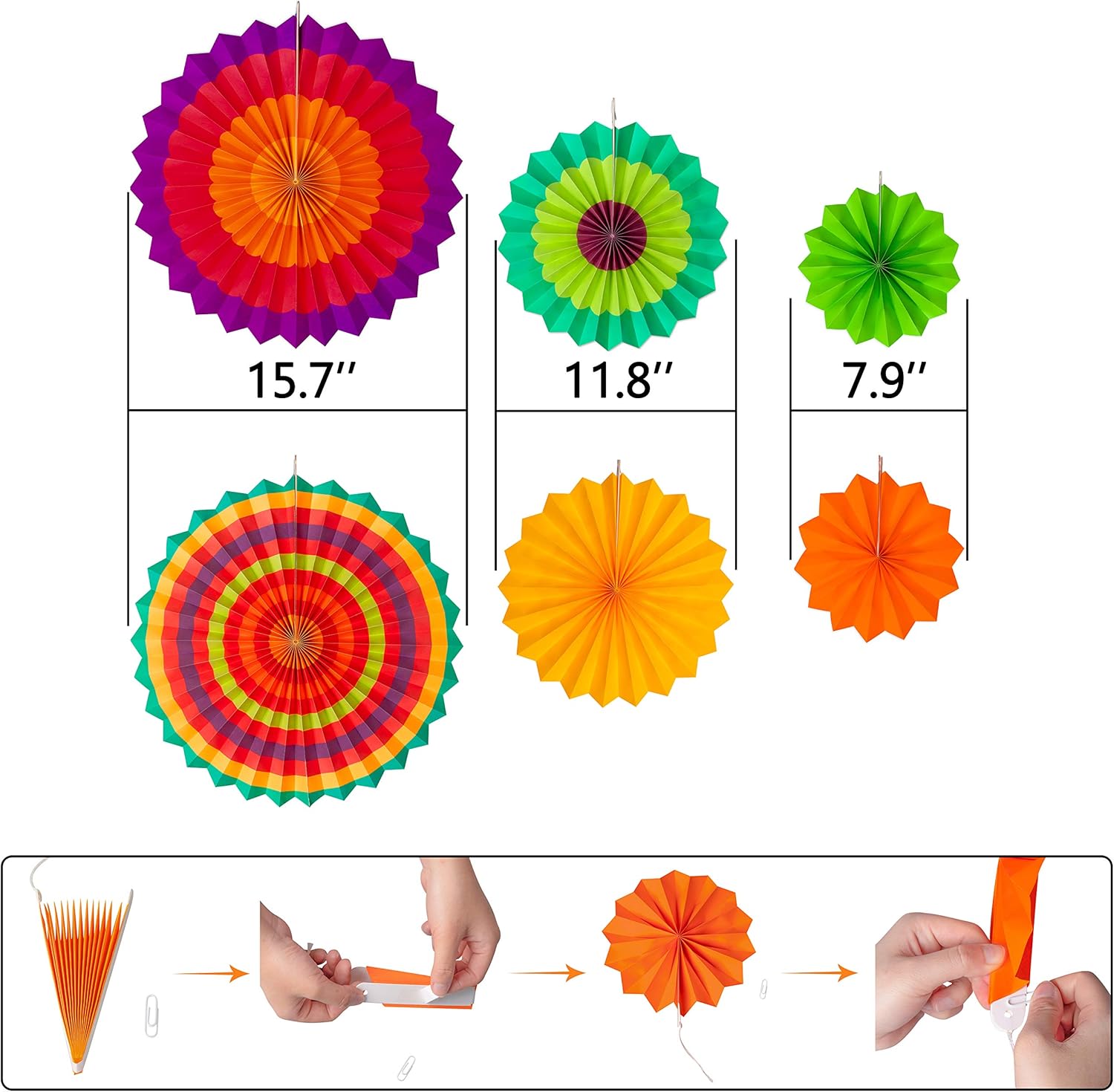 Moon Boat 35PCS Fiesta Paper Fan Party Decorations Set - Cinco De Mayo Pom Poms,Pennant,Garland String,Banner,Hanging Swirls Decor Supplies: Toys & Games