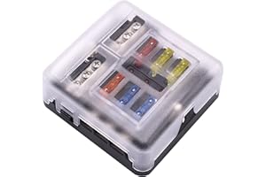 6 Way Blade Fuse Box, Upgraded Blade Fuse Block 12 Volt Waterproof Fuse Box Holder with LED Indicator for Car Boat Marine RV 