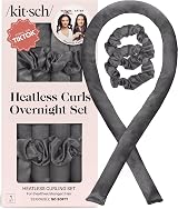 Kitsch Heatless Curling Set Satin Overnight Curlers 34" Blowout Rod Charcoal