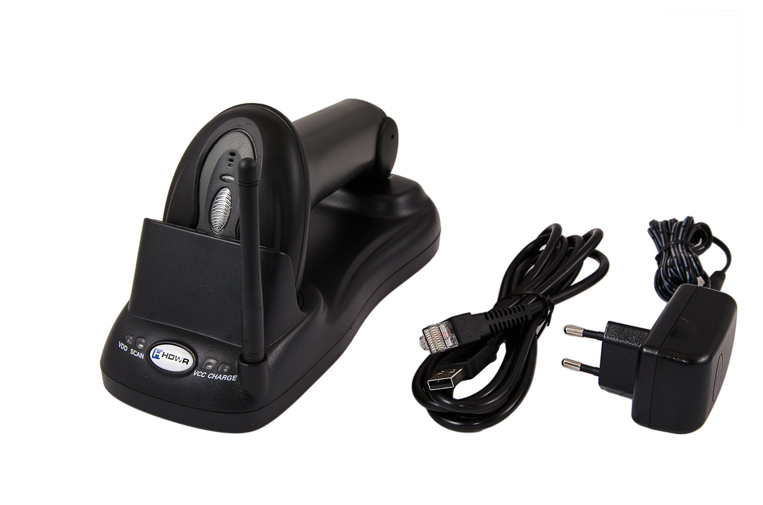 Wireless Cordless Handheld Barcode Scanner Kit Barcode Reader, Anti-interference, 32-bit Decoder, Very fast, Dock station, Replacable battery, Advanced programming Storage Memory, Inductive Wireless Charge, HD-SL93I