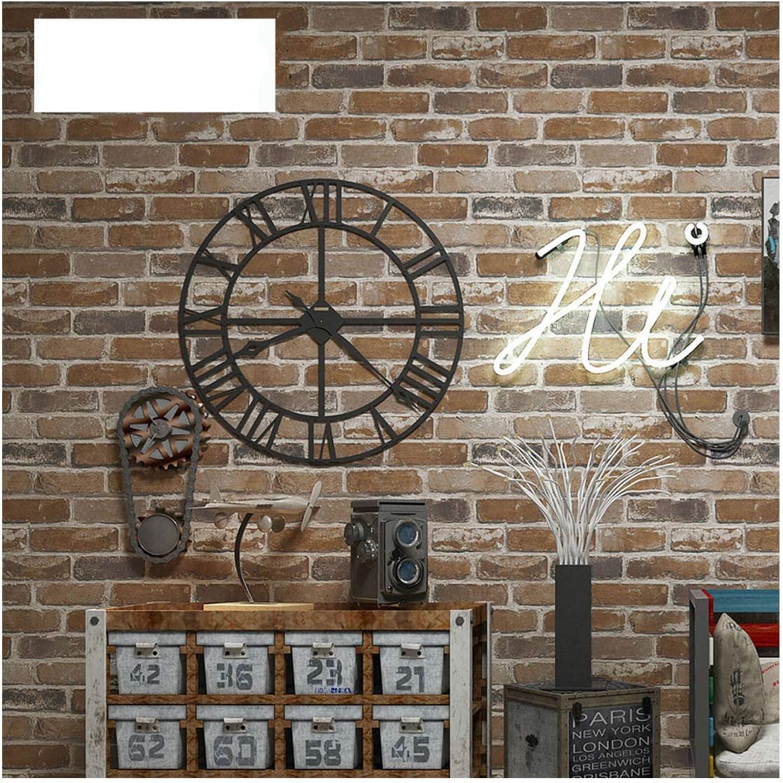 Rustic Vintage 3D Faux Brick Wallpaper Roll Retro Industrial Loft Wall Paper Washable,WP54703,10mx53cm