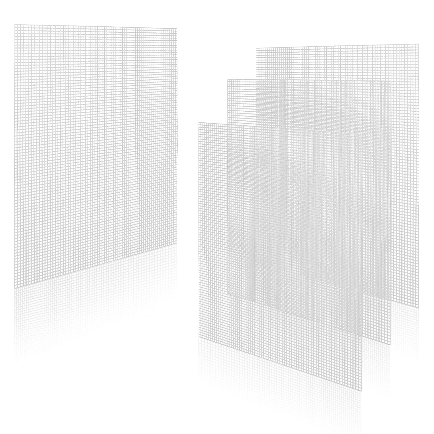SAVITA 7CT Plastic Canvas, 4 Sheets White Plastic Mesh Canvas for Embroidery Cross Stitch, 13x10.2inch, 33x26cm, 1.5mm Thick