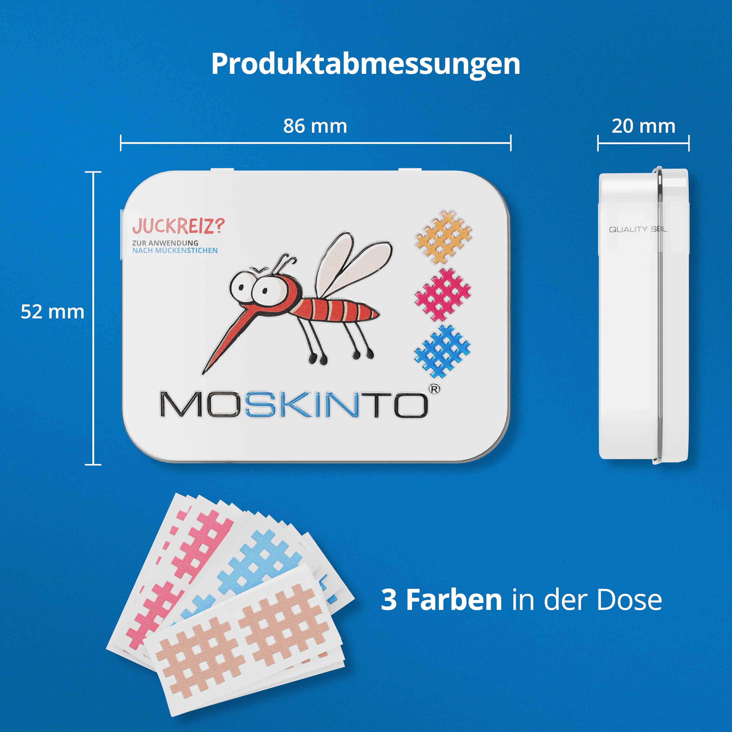 Moskinto Mückenpflaster für Kinder und Erwachsene - zur Anwendung bei Mückenstichen und Insektenstichen - lindert Juckreiz - in verschiedenen Farben - 42 Pflaster 3