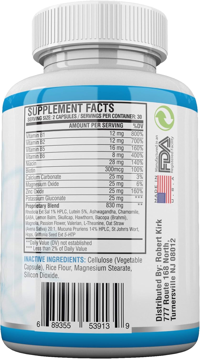 Anti Anxiety & Stress Relief Supplement Natural Plant Based Herbal