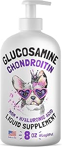 LEGITPET Liquid Glucosamine for Dogs - Bacon Flavour with Chondroitin, MSM & Hyaluronic Acid K9 Supplement - Hip and Joint Formula…