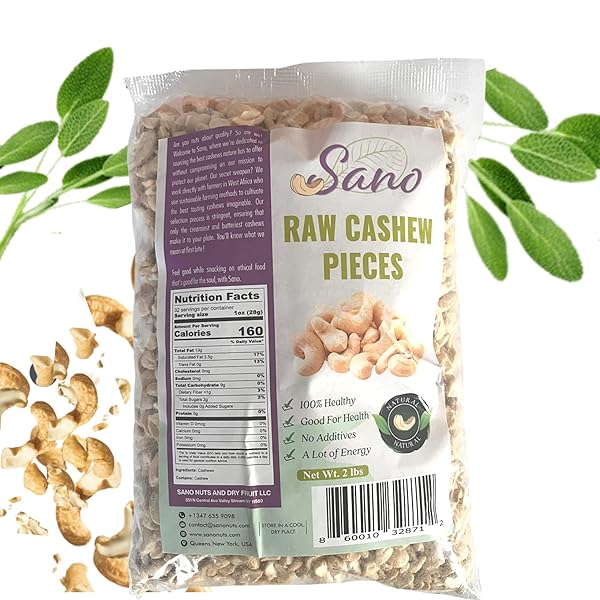 SANO RAW CASHEW PIECES 2LBS (32OZ) ORGANIC CASHEWS...