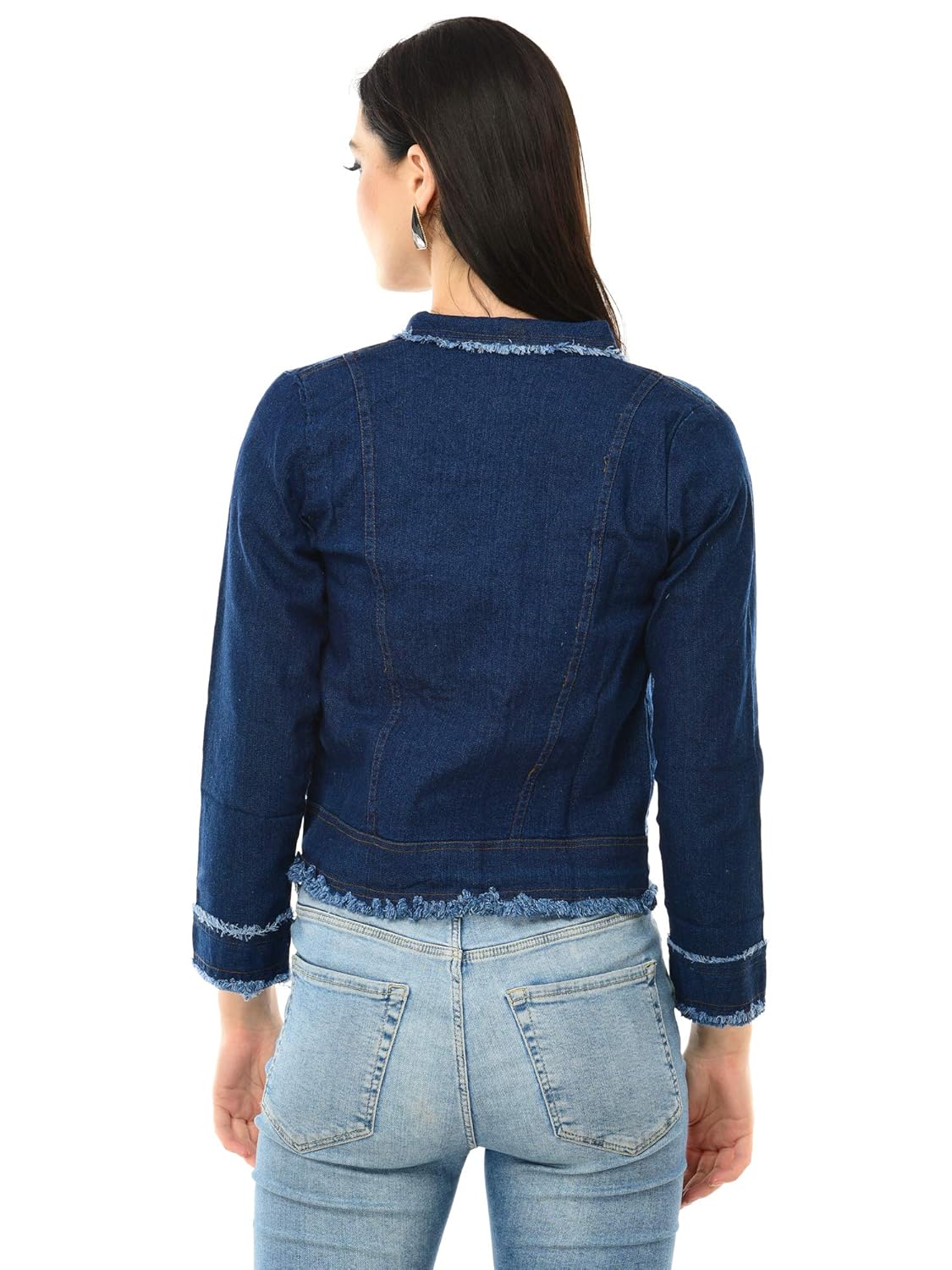 dimpy garments buynewtrend denim blue full sleeve women shrug/jacket