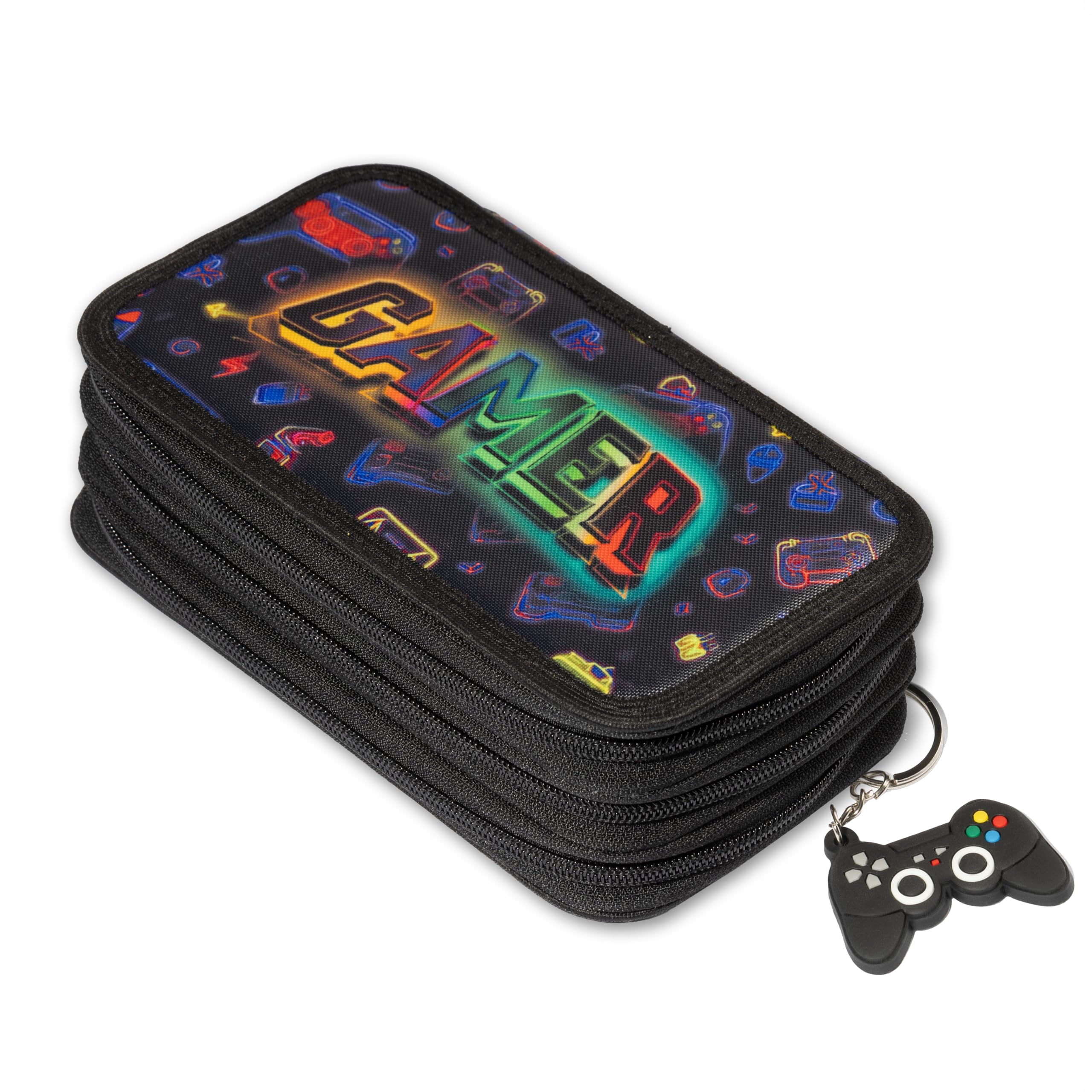 Ferocity Pencil case with 3 Compartments Triple Pencil Pouch for Stationery School Supplies Pencil-Bag Holder Gamer [150]