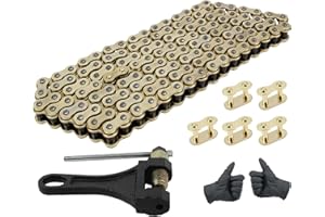 PowerMotor 420 Motorcycle Chain Heavy Duty Drive 132 Links Kit with Chain Breaker Replacement for 50cc 70cc 90cc 110cc 125cc 