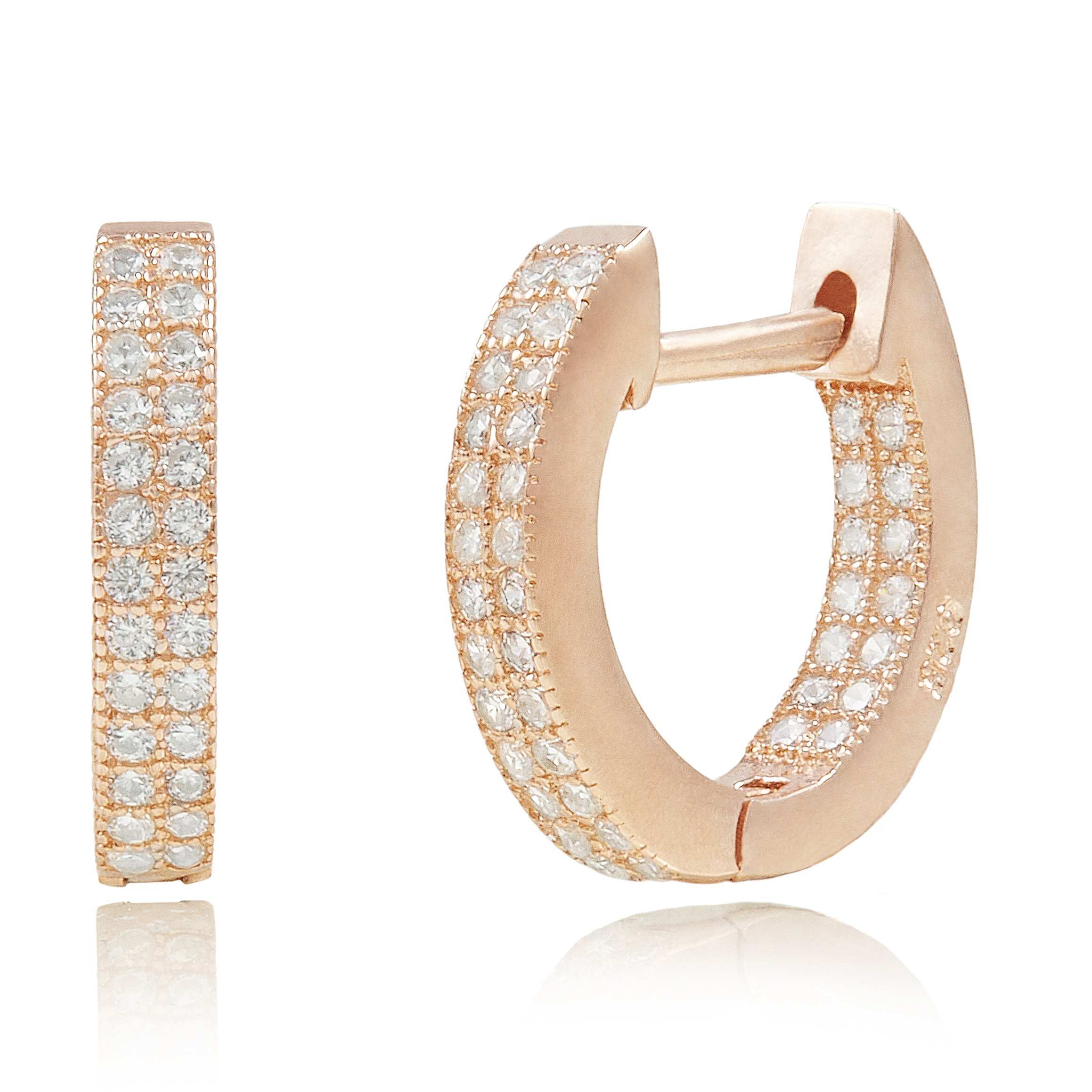 Spoil Cupid Rose Gold-Plated Sterling Silver In-and-Out Cubic Zirconia Huggie Hoop Earrings