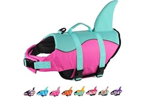 Dogcheer Dog Life Jacket Shark, Ripstop Dog Life Vest for Swimming Boating with Reflective Stripes & Rescue Handle, High Buoyancy Pet Swim Vest for Small Medium Large Dogs(Pine Green, M)