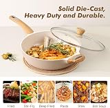 SENSARTE Ceramic Nonstick Frying Pan with Lid 30cm 4.7L Induction Pan view 6
