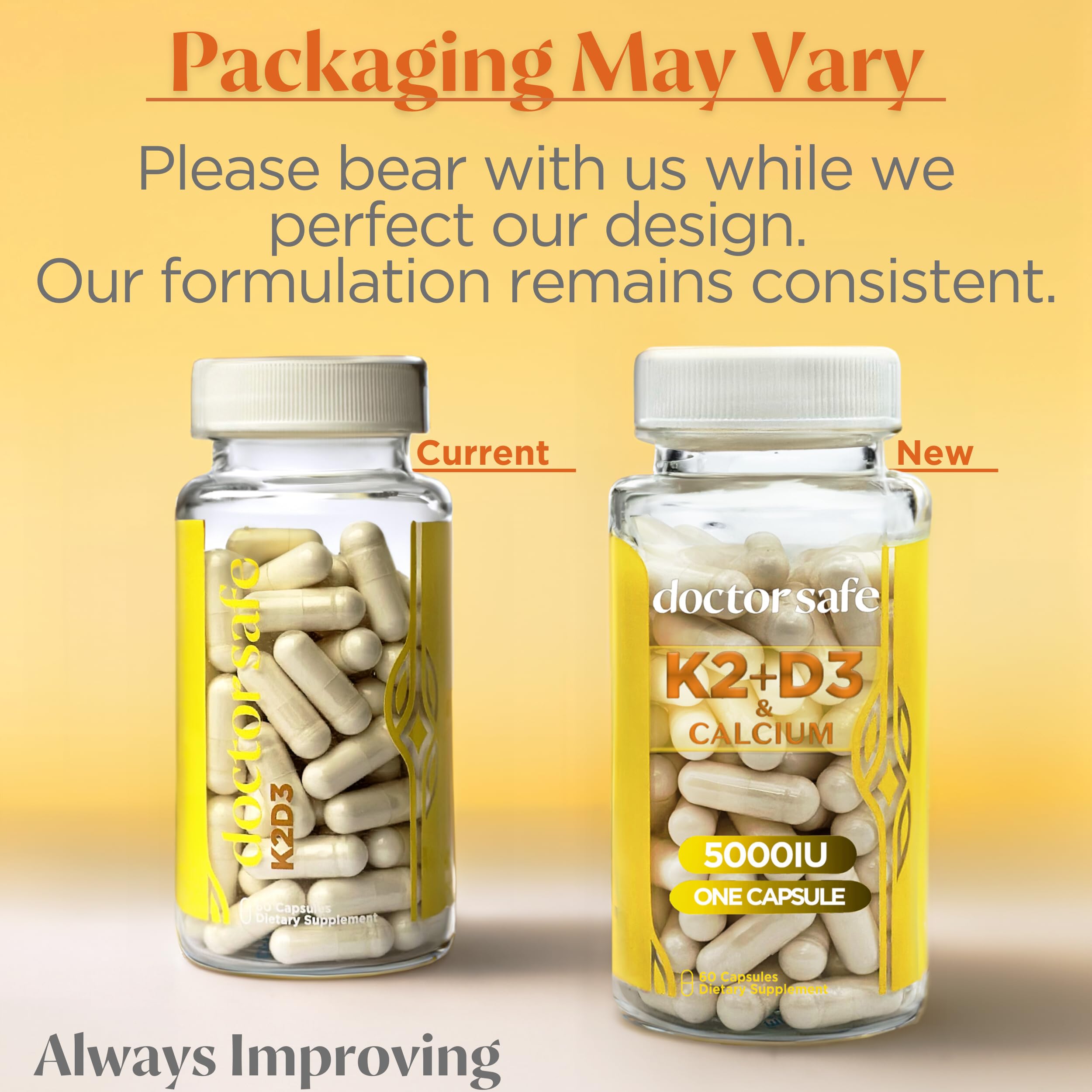 Vitamin D3 K2 with Calcium & BioPerine MK7 + D3 5000iu US-Made Non-GMO Gluten-Free Soy- Free (60 Capsules - 2 Month Supply)