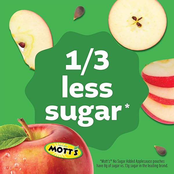 MOTT’S NO SUGAR ADDED APPLESAUCE VARIETY PACK, 3 FLAVORS – APPLE, STRAWBERRY & MIXED BERRY, MADE FROM REAL FRUIT, NO ARTIFICIAL FLAVORS, 3.2 OZ CLEAR POUCHES, 20 PACK