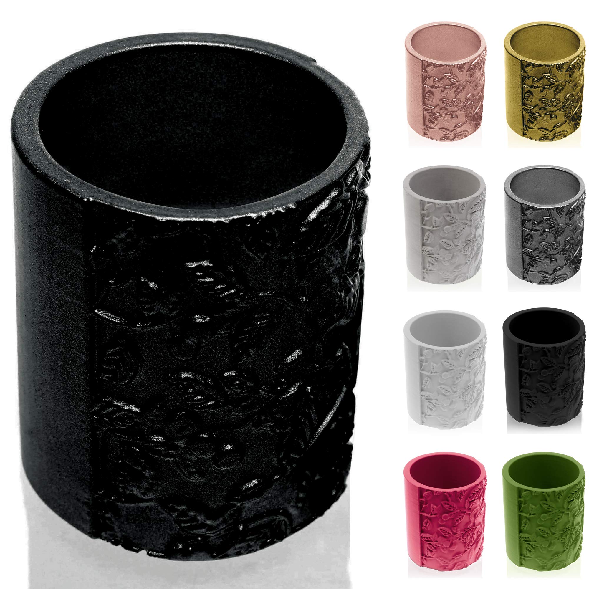 CONCRETTE Flower Pot, Black Metallic, 11x9x9 cm