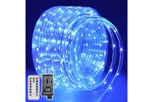 SHINESHINE 50FT 300LED Rope Lights with Remote, IP67 Waterproof 8 Modes Timer Rope Lights for Outside Indoor, Bedroom Camping Garden House Party Decorations (Blue)