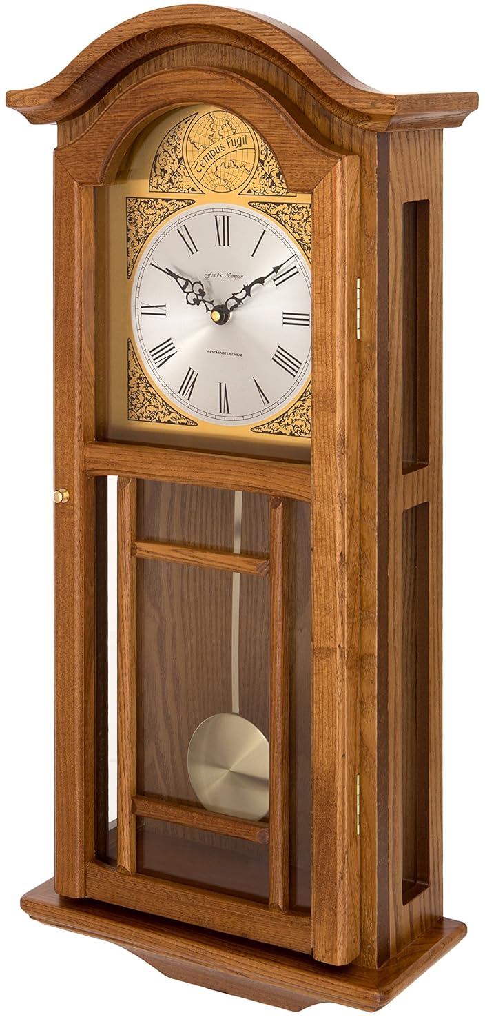 Fox and Simpson Oak Coloured Wood Penulum Wall Clock with Westminster