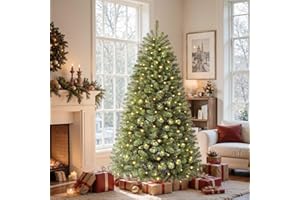 Alupssuc 6ft Artificial Hinged Prelit Christmas Tree with 270 Pre-lit Warm White Lights,8 Lighting Modes, Perfect Choice for Xmas Home Decoration, 6 FT
